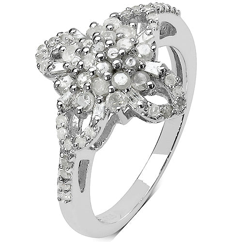 Bague en Argent Sterling avec Diamant Naturel de 0,63 Carat et Diamant Jaune