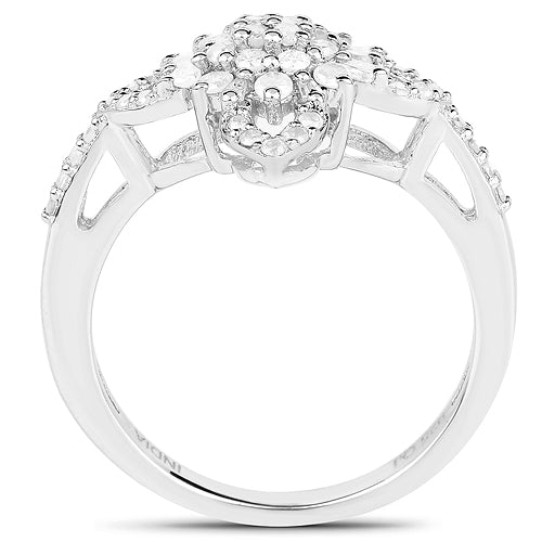 Bague de fiançailles en argent sterling avec diamant blanc véritable de 0,55 carat