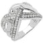 Anillo Cruzado de Diamante Blanco de 0.55 Quilates en Plata de Ley