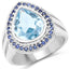 Bague de fiançailles en argent sterling avec topaze bleue et saphirs de 5,42 carats