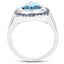 Bague de fiançailles en argent sterling avec topaze bleue et saphirs de 5,42 carats