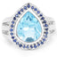 Bague de fiançailles en argent sterling avec topaze bleue et saphirs de 5,42 carats