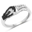 0.33 Carat Genuine White and Black Diamond Sterling Silver Ring