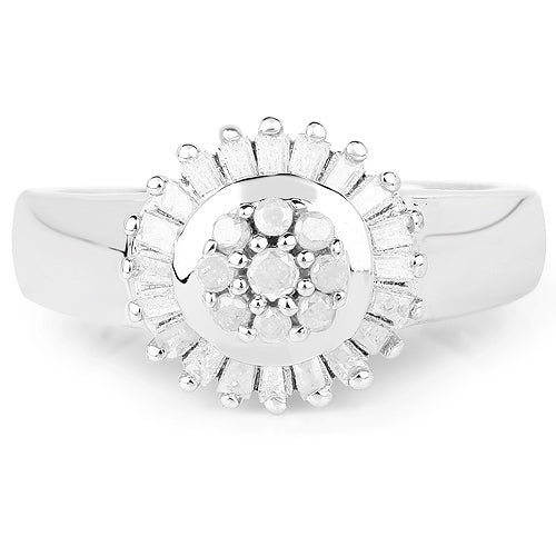 0.75 Carat Genuine White Diamond Sterling Silver Engagement Ring