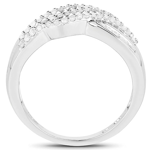 0.64 Carat Genuine White Diamond Sterling Silver Engagement Ring
