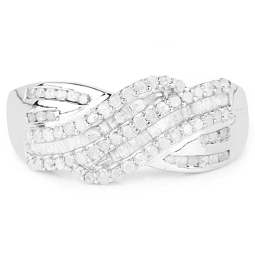 0.64 Carat Genuine White Diamond Sterling Silver Engagement Ring