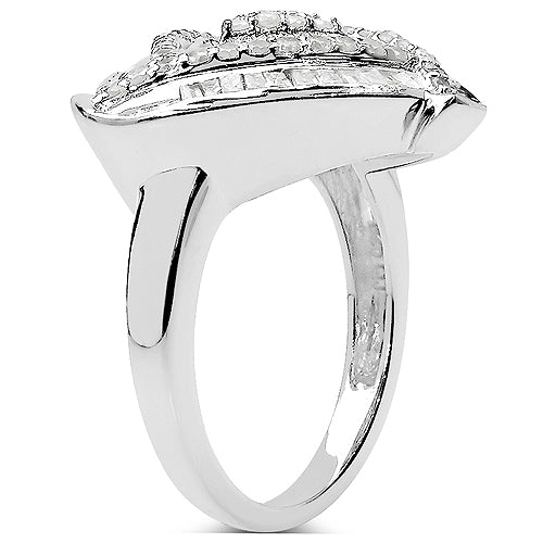 1.23 Carat Genuine White Diamond Sterling Silver Engagement Ring