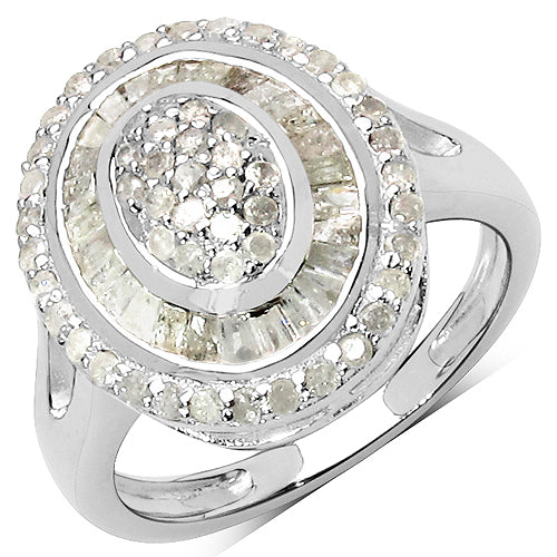 Bague de fiançailles en argent sterling avec diamant blanc véritable de 1,08 carat