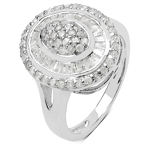 Bague de fiançailles en argent sterling avec diamant blanc véritable de 1,08 carat