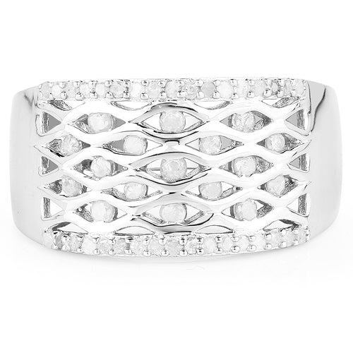 0.41 Carat Genuine White Diamond Sterling Silver Engagement Ring