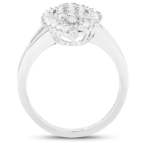 Anillo de Compromiso de Diamante Blanco Genuino de 0.62 Quilates en Plata de Ley