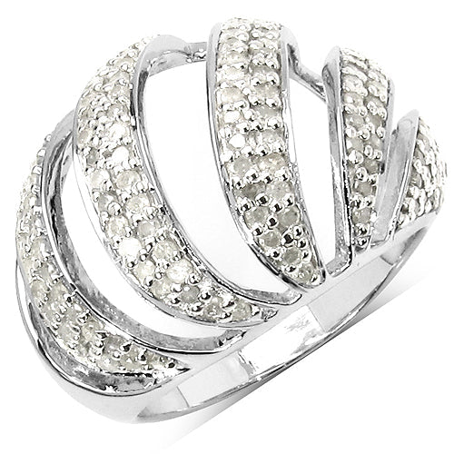 0.98 Carat White Diamond Sterling Silver Engagement Ring
