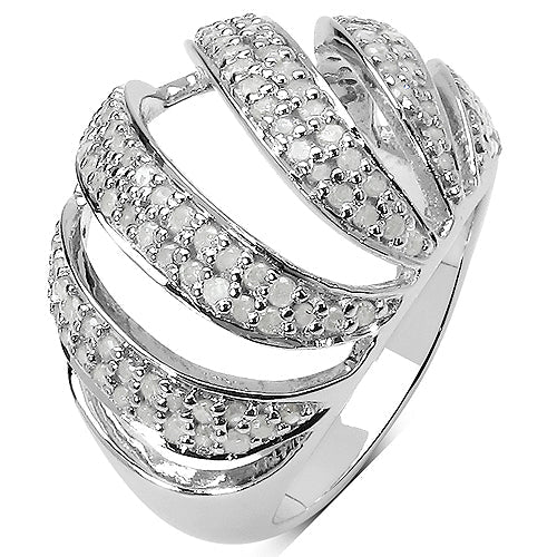 0.98 Carat White Diamond Sterling Silver Engagement Ring