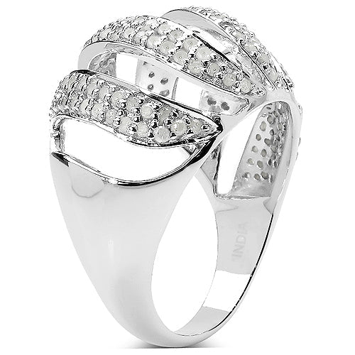 0.98 Carat White Diamond Sterling Silver Engagement Ring