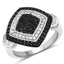 0.56 Carat Genuine White and Black Diamond Sterling Silver Ring