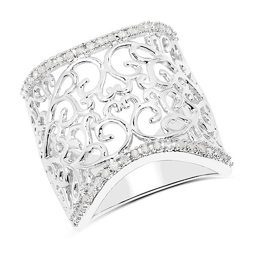 0.25 Carat Genuine White Diamond Sterling Silver Engagement Ring