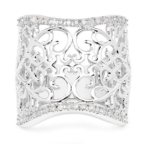 0.25 Carat Genuine White Diamond Sterling Silver Engagement Ring