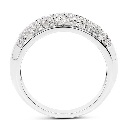 0.96 Carat White Diamond .925 Sterling Silver Engagement Ring
