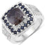 3.58 Carat Genuine Labradorite and Blue Sapphire Halo Ring