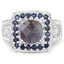 3.58 Carat Genuine Labradorite and Blue Sapphire Halo Ring