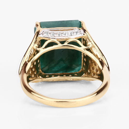 8.70 Carat Dyed Emerald & White Topaz Sterling Silver Ring