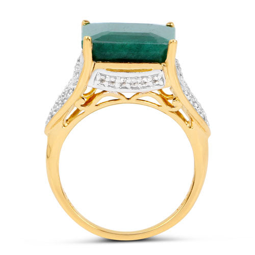 8.70 Carat Dyed Emerald & White Topaz Sterling Silver Ring