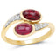 Anillo Bypass de Rubí y Topacio Blanco Baño de Oro Amarillo de 14K