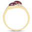 Anillo Bypass de Rubí y Topacio Blanco Baño de Oro Amarillo de 14K