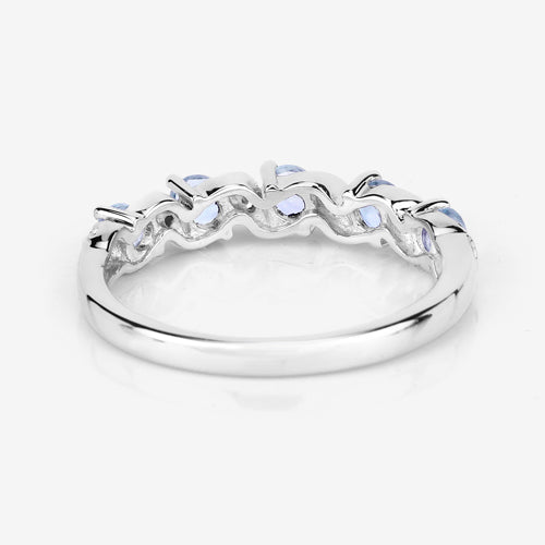 Bague en Argent Sterling avec Aigue-Marine et Topaze Blanche de 0,54 Carat