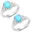 1.92 Carat Genuine Turquoise and White Zircon Sterling Silver Ring