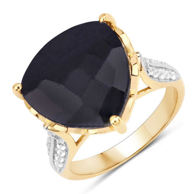 Bague en argent sterling avec saphir teinté de 8,39 carats et topaze blanche