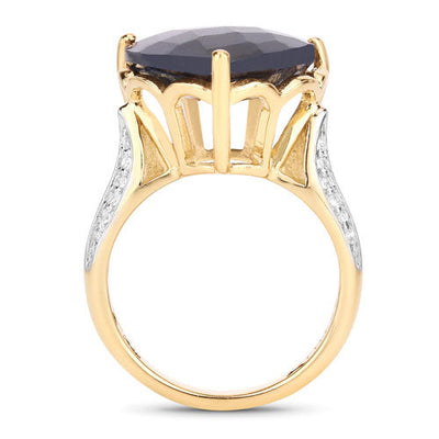 Bague en argent sterling avec saphir teinté de 8,39 carats et topaze blanche