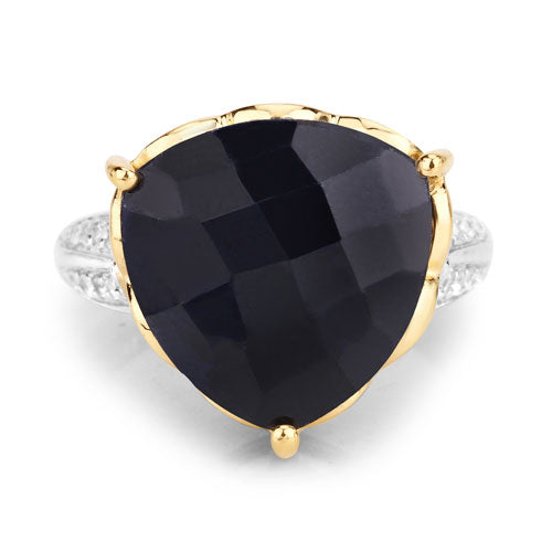 Bague en argent sterling avec saphir teinté de 8,39 carats et topaze blanche