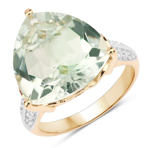 8.08 Carat Green Amethyst & White Topaz Sterling Silver Ring
