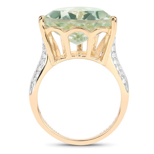 8.08 Carat Green Amethyst & White Topaz Sterling Silver Ring