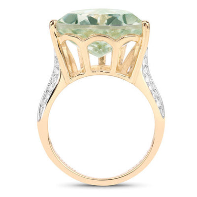 8.08 Carat Green Amethyst & White Topaz Sterling Silver Ring