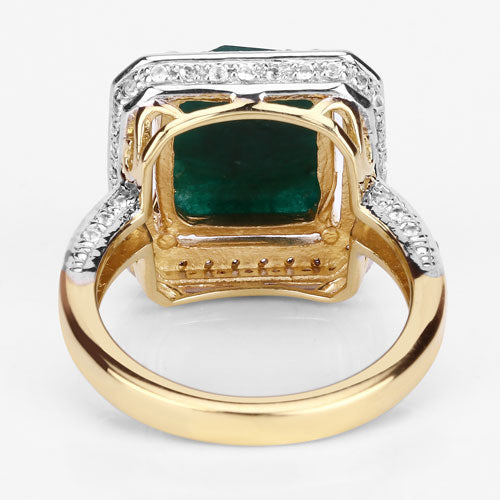 5.18 Carat Dyed Emerald & White Topaz Sterling Silver Ring