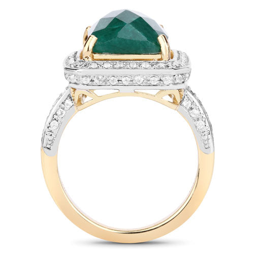 5.18 Carat Dyed Emerald & White Topaz Sterling Silver Ring