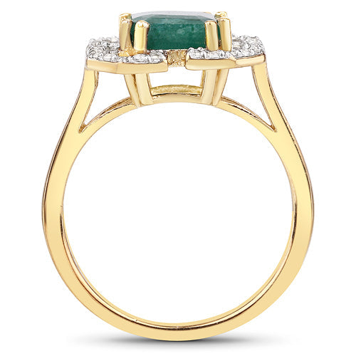 2.55 Carat Dyed Emerald & White Topaz Sterling Silver Ring