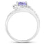 Bague en argent sterling avec tanzanite véritable de 1,82 carat et zircon blanc