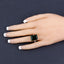 Bague en argent sterling avec émeraude teinte de 7,64 carats et diamants blancs