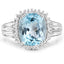 4.32 Carat Blue Topaz & White Zircon Sterling Silver Ring