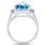 Anillo de plata esterlina con topacio azul suizo y tanzanita de 6.86 quilates