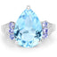 Anillo de plata esterlina con topacio azul suizo y tanzanita de 6.86 quilates