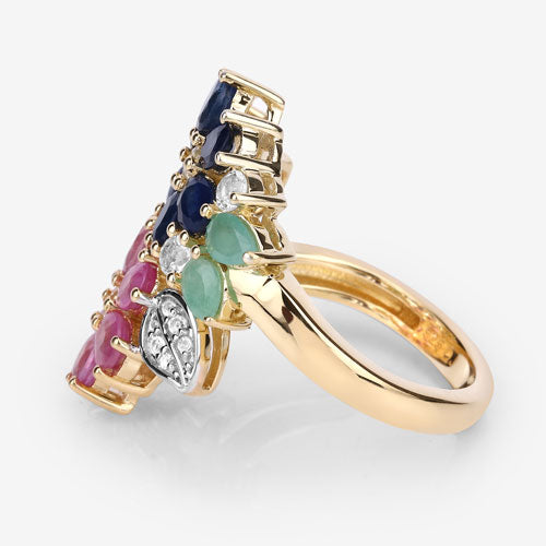 3.65 Carat Multi-Stone Floral Engagement Ring in Sterling Silver