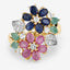 3.65 Carat Multi-Stone Floral Engagement Ring in Sterling Silver