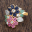 3.65 Carat Multi-Stone Floral Engagement Ring in Sterling Silver