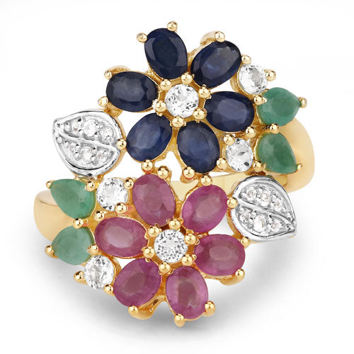 3.65 Carat Multi-Stone Floral Engagement Ring in Sterling Silver