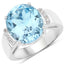 8.36 Carat Blue Topaz & White Zircon Sterling Silver Ring