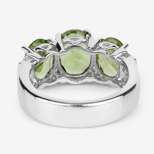 Anillo de Plata Esterlina con Peridoto y Topacio Blanco de 4.14 Quilates